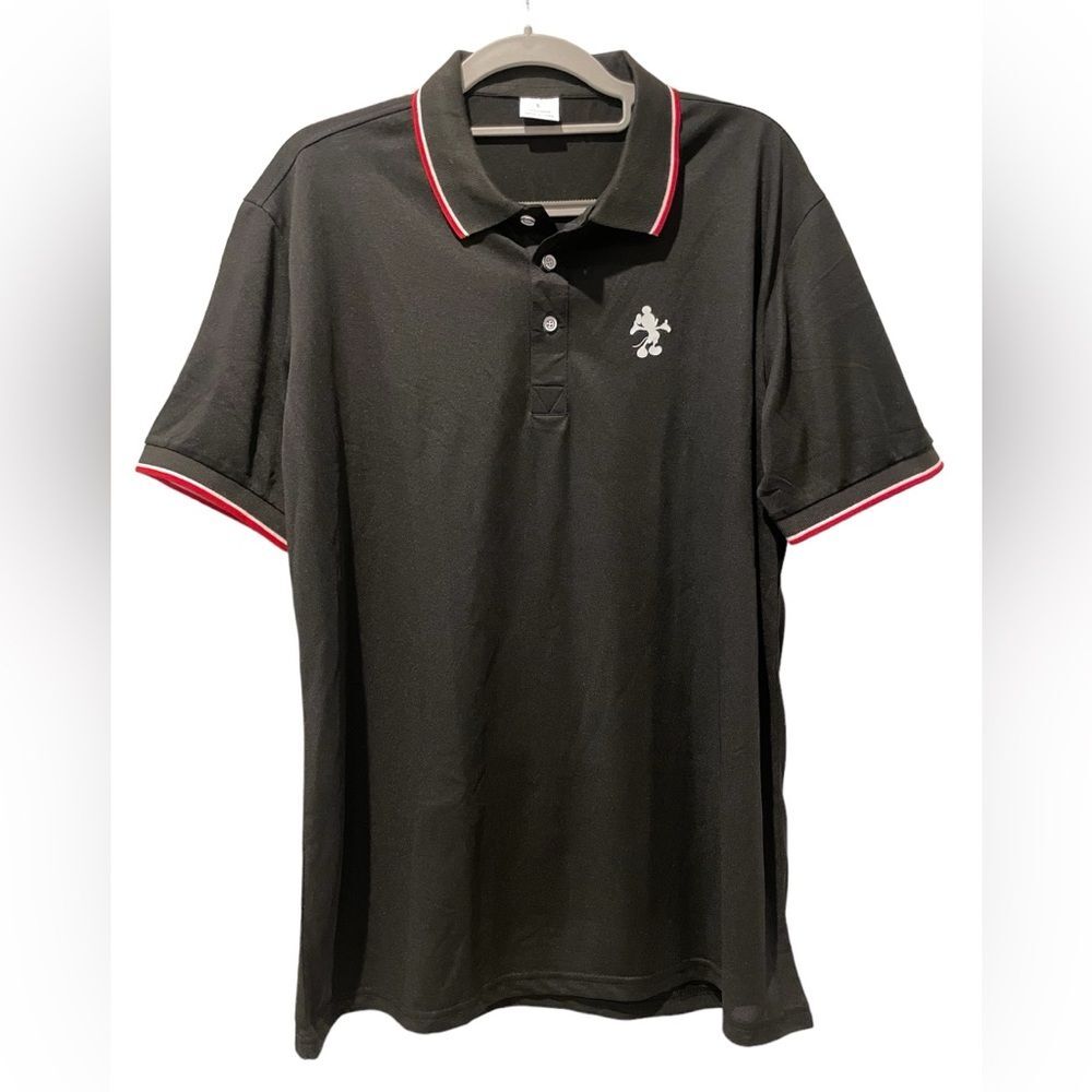 Mickey Mouse Polo Black With White Mickey on Left Chest Men’s‎ Large